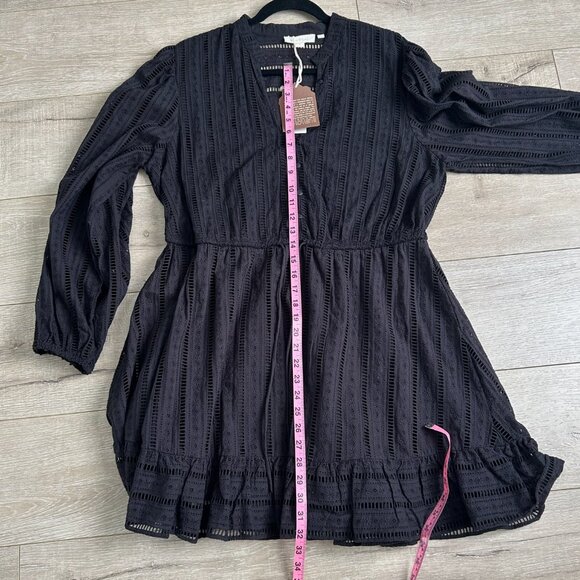 Forever That Girl Anthropologie Eyelet Black Dress Size XL Boho Chic - Picture 10 of 10